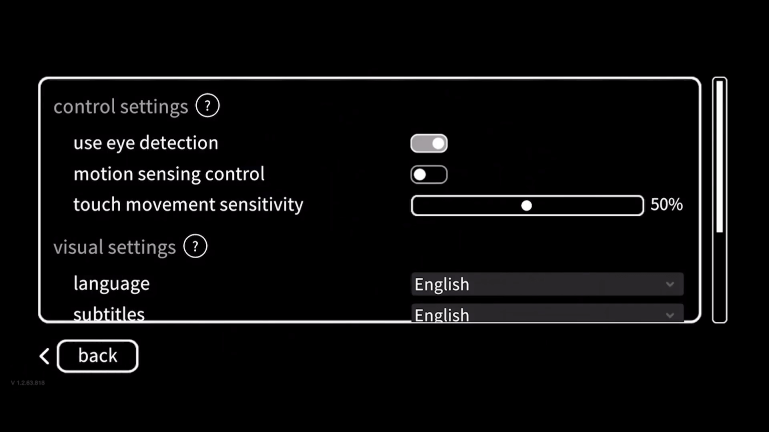 Before Your Eyes - Settings1