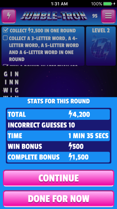 Jumble-Tron - End of Round