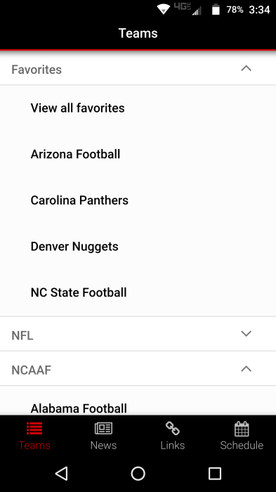 Fan Feed - Favorite Teams