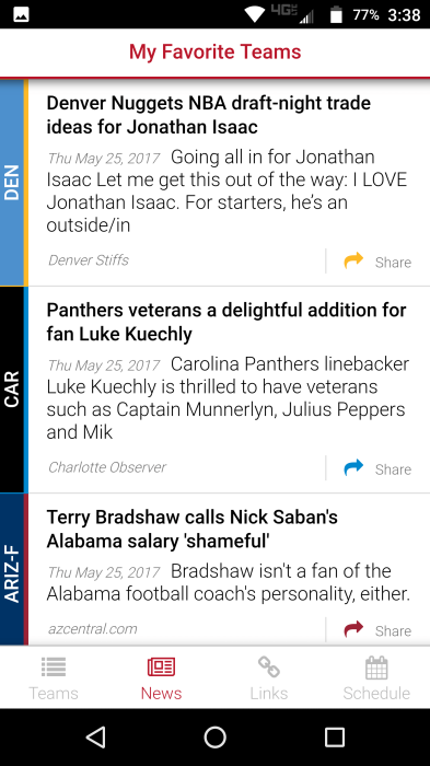 Fan Feed - Favorite Teams News Feed
